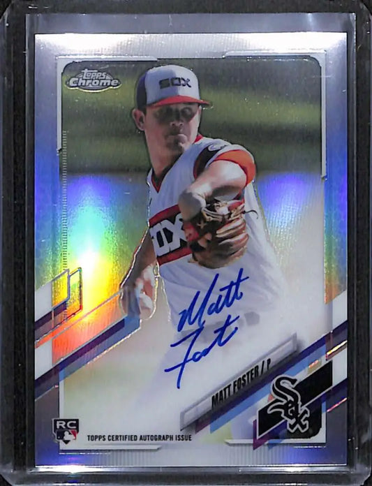 Signed Matt Foster Rookie Baseball Card with Chrome Finish from Topps Chrome 2021