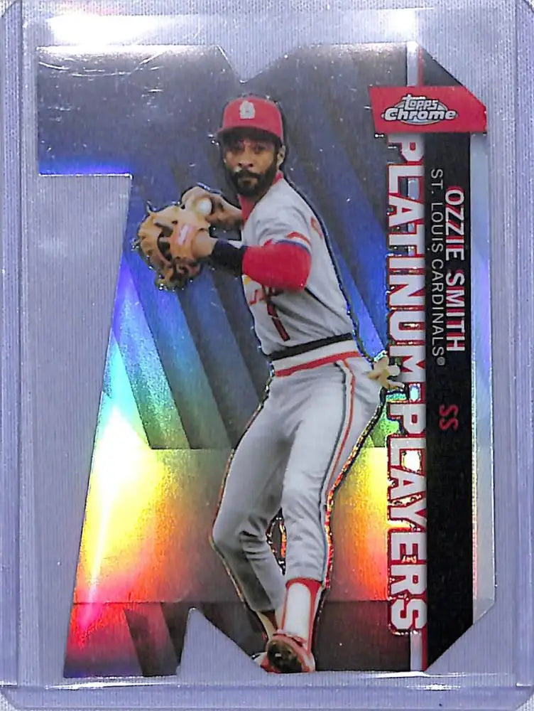 Ozzie Smith baseball card from 2021 Topps Chrome Update Platinum Refractor