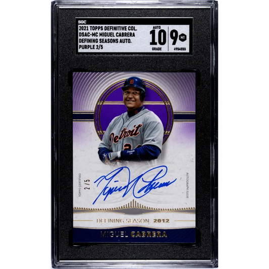 2021 Topps Definitive #DSAC-MC Miguel Cabrera SGC 9 MINT Auto 2/5 Detroit Tigers Baseball Card