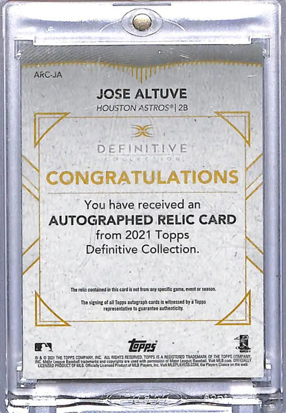 Jose Altuve autographed jumbo relic card from 2021 Topps Definitive Jumbo collection