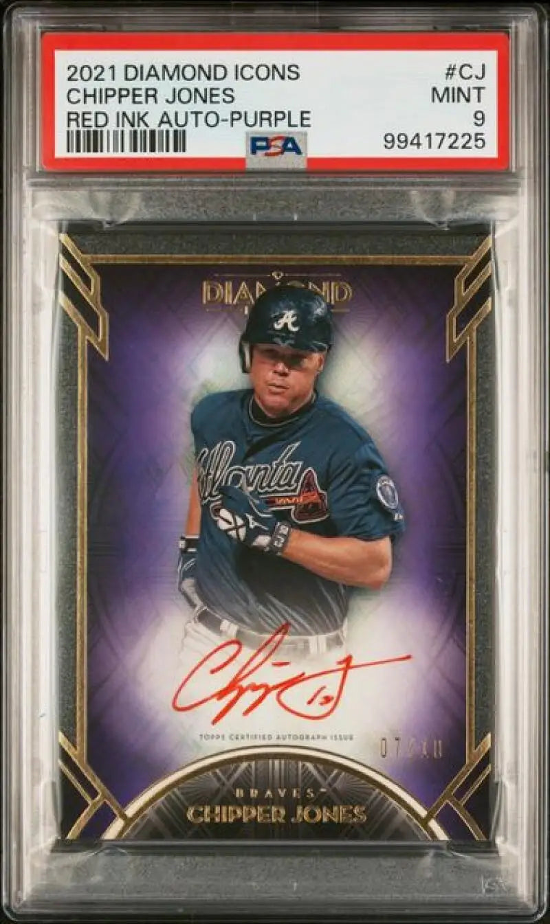 PSA-graded 2017 Topps Diamond Icons Red Ink Chipper Jones Atlanta Braves autograph card