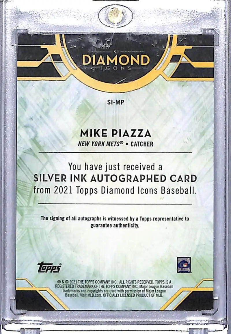 Mike Piazza 2021 Topps Diamond Icons silver ink autographed card New York Mets