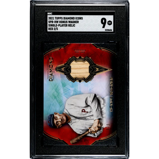 2021 Topps Diamond Icons #SPR-HW Honus Wagner SGC 9 MINT MEM 2/5 Pittsburgh Pirates Baseball Card