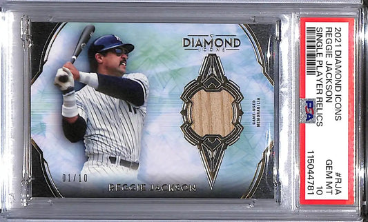 Reggie Jackson 2021 Topps Diamond Icons Yankees relic baseball card PSA 10 GEM MINT