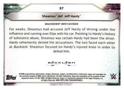 Wrestling trading card from 2021 Topps Foilboard featuring Sheamus with original gloss