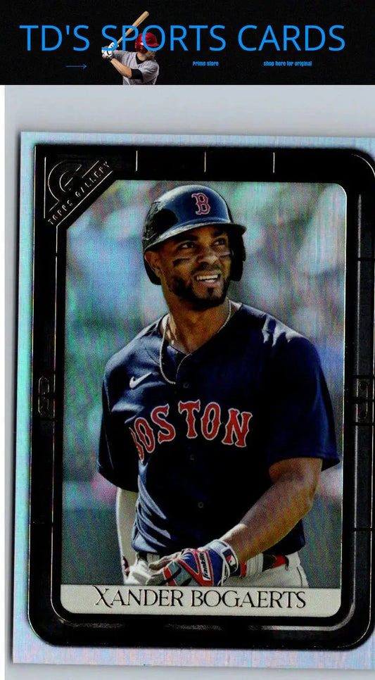 Xander Bogaerts Rainbow Foil card from 2021 Topps Gallery showcasing the star player
