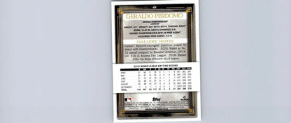 Baseball card featuring Geraldo Perdomo with statistics from Topps Gallery for Arizona Diamondbacks