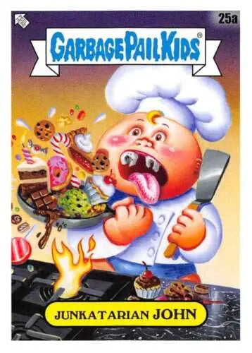Garbage Pail Kids card featuring Junkatarian John from Topps Garbage Pail Food Fight series