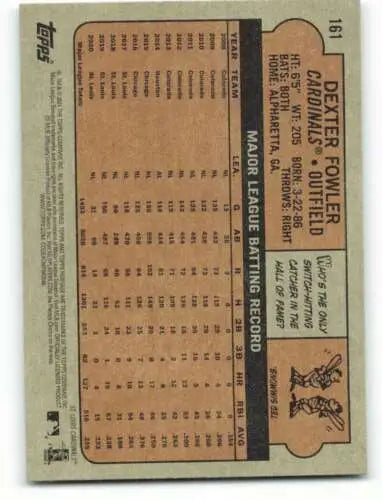 Original gloss 2021 Topps Heritage #161 Dexter Fowler baseball card featuring Cardinals