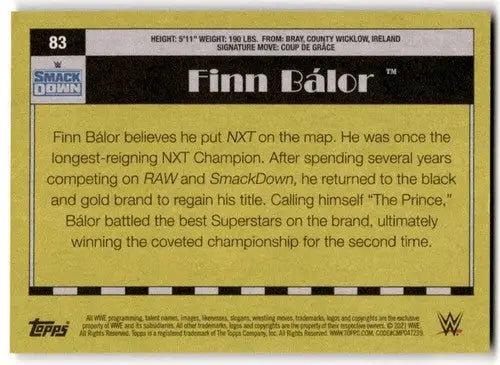 Finn Bálor trading card from 2021 Topps Heritage with original gloss sports collectible