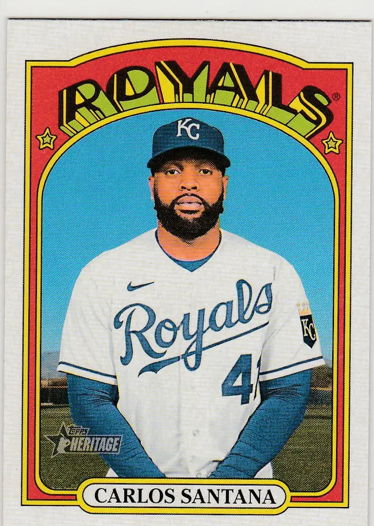 Baseball card of Carlos Santana Kansas City Royals from Topps Heritage High #715