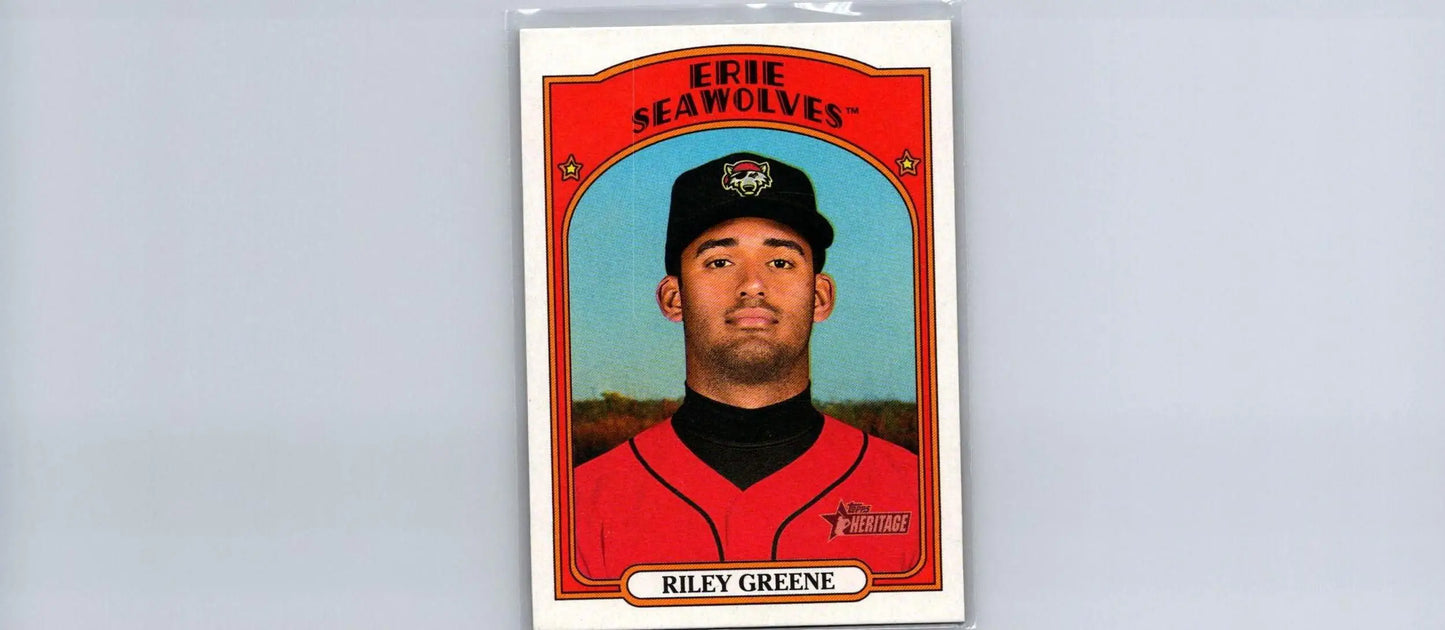 Riley Greene Baseball Card from 2021 Topps Heritage Minor League #28 collection
