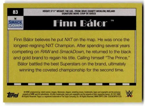 Finn Balor wrestling card from 2021 Topps Heritage Rainbow Foil collection