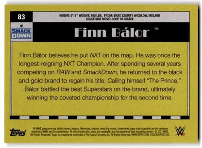 Finn Balor wrestling card from 2021 Topps Heritage Rainbow Foil collection