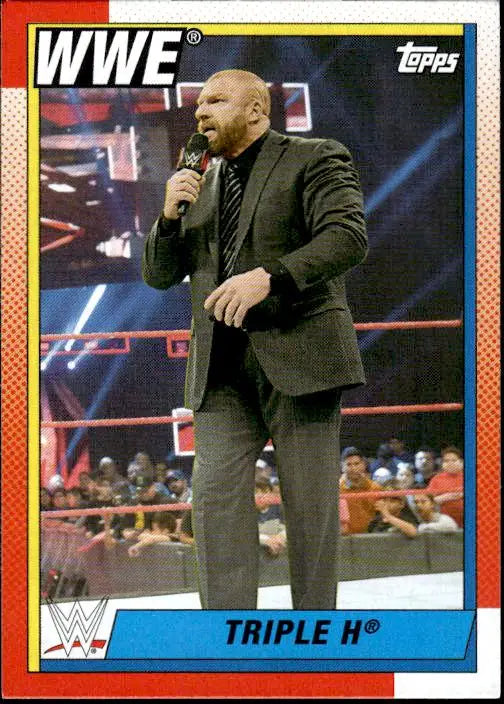 2021 Topps Heritage WWE Triple H wrestling card front view