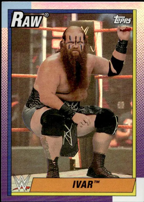 Ivar wrestling card from 2021 Topps Heritage WWE Rainbow Foil collection