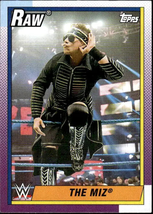 The Miz wrestling card from 2021 Topps Heritage WWE series featuring rainbow foil design
