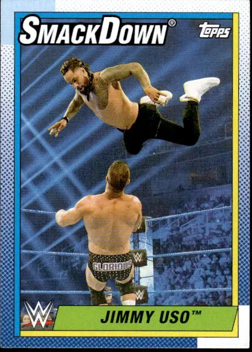 Jimmy Uso wrestling card from 2021 Topps Heritage WWE collection