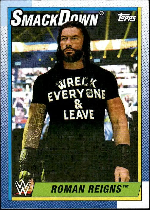 Roman Reigns wrestling card from Topps Heritage WWE 2021 series