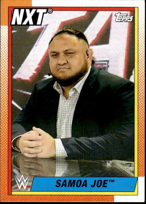 2021 Topps Heritage WWE Samoa Joe wrestling card featured in Topps Heritage WWE collection