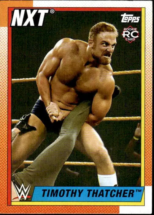 Timothy Thatcher wrestling card from 2021 Topps Heritage WWE Rainbow Foil collection