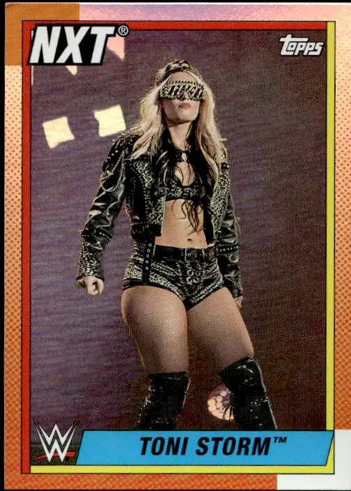 Toni Storm wrestling card from Topps Heritage WWE 2021 Rainbow Foil collection