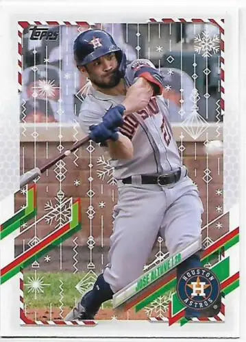 Baseball card from 2021 Topps Holiday Mega Box featuring Jose Altuve with original gloss