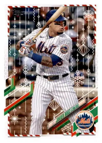 Javier Baez baseball card from 2021 Topps Holiday Mega Box NM-MT original gloss finish