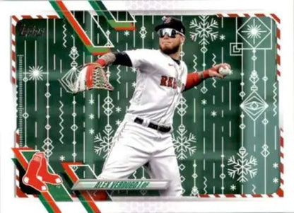 Alex Verdugo baseball card from 2021 Topps Holiday Mega Box featuring original gloss finish