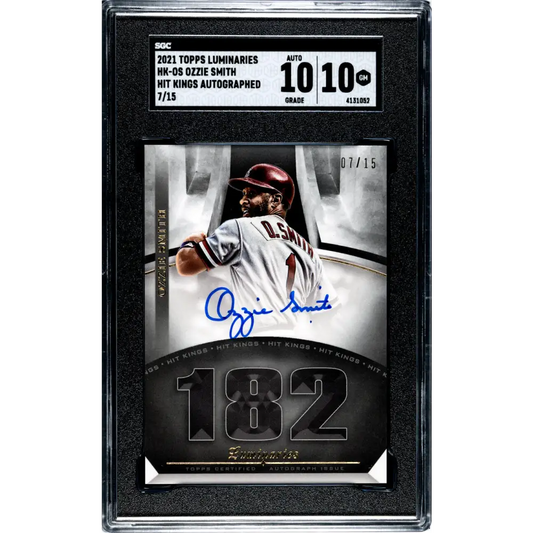 2021 Topps Luminaries Hit Kings #HK-OS Ozzie Smith SGC 10 Gem Auto 7/15 St. Louis Cardinals Baseball Card
