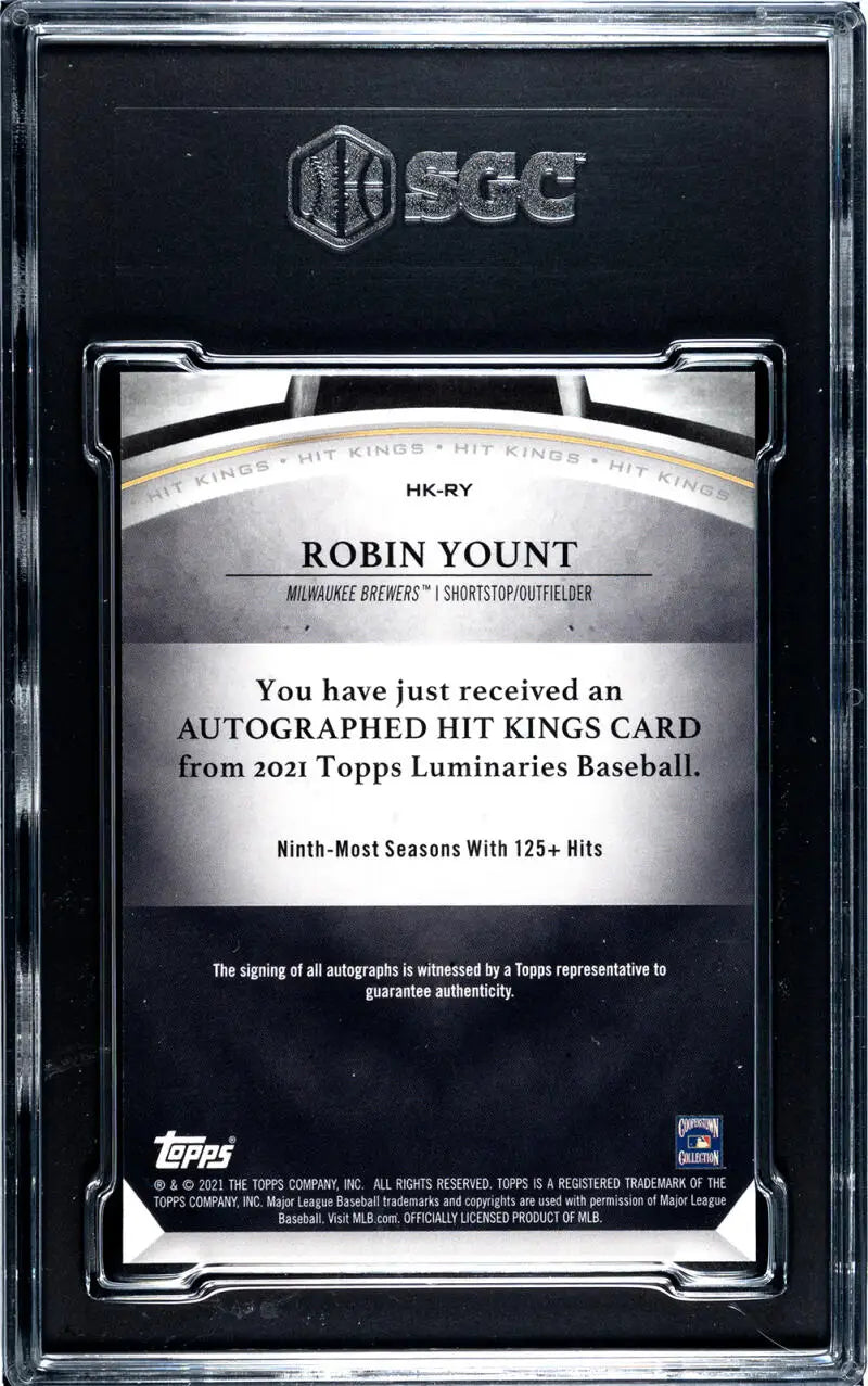 Graded Robin Yount baseball card from Hit Kings series featuring Milwaukee Brewers star