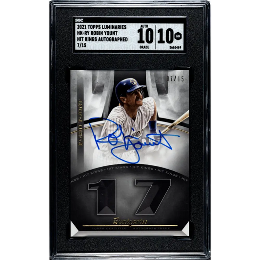 2021 Topps Luminaries Hit Kings #HK-RY Robin Yount SGC 10 Gem Auto 7/15 Milwaukee Brewers Baseball Card