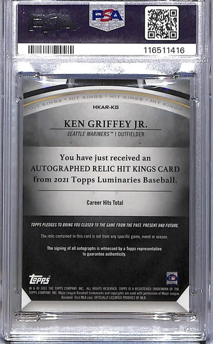 2021 Topps Luminaries Hit Kings #HKAR-KG Ken Griffey Jr. PSA 9 MINT MEM Auto 8/15 Seattle Mariners