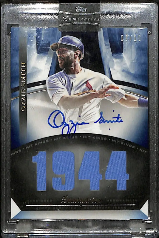 Baseball trading card of Ozzie Smith from Topps Luminaries Hit Kings with autograph