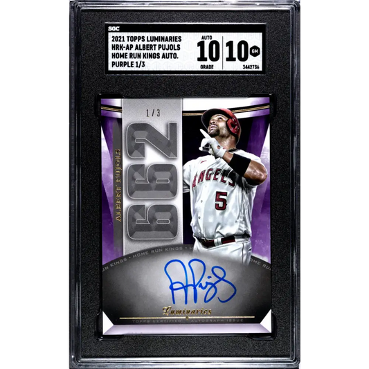 2021 Topps Luminaries Home Run Kings Purple #HRK-AP Albert Pujols SGC 10 Gem Auto 1/3 Los Angeles Angels Baseball Card