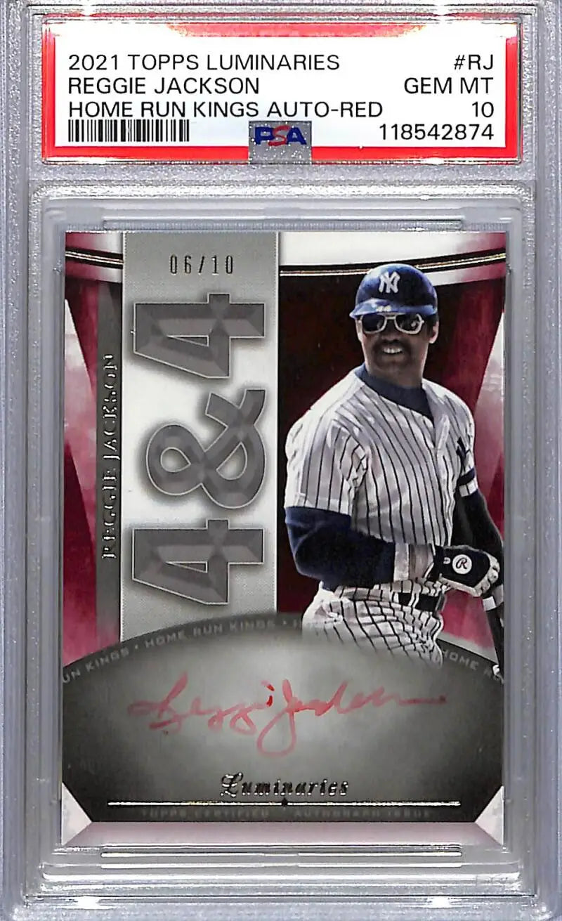 2021 Topps Luminaries Home Run Kings Reggie Jackson Auto Red baseball card PSA 10
