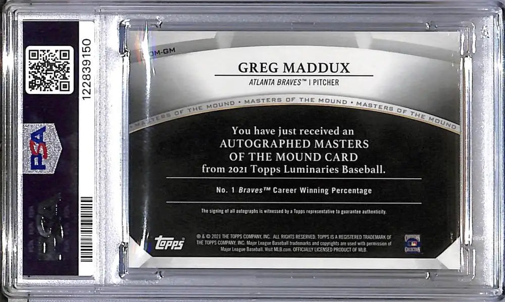 2021 Topps Luminaries Masters of the Mound Greg Maddux autographed baseball card