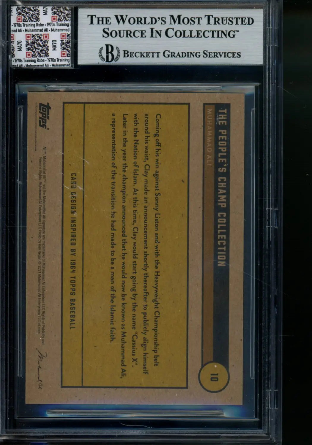 Graded Muhammad Ali sports trading card in protective slab from Topps Muhammad Ali series