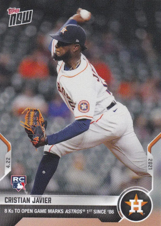Cristian Javier baseball card from 2021 Topps Now featuring Houston Astros player