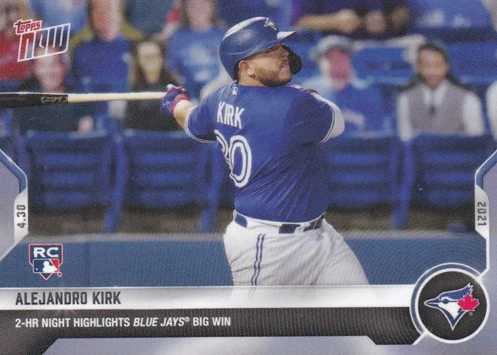 Baseball trading card of Alejandro Kirk of the Toronto Blue Jays 2021 TOPPS NOW #154