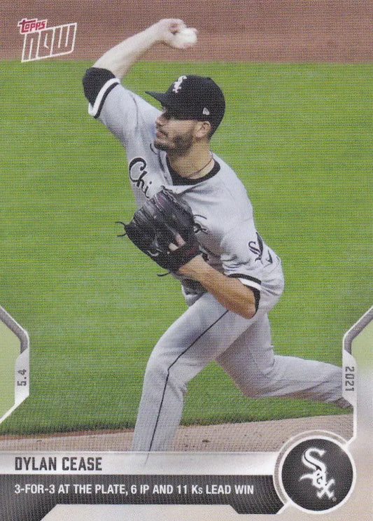 Dylan Cease baseball card from 2021 Topps Now featuring Chicago White Sox player