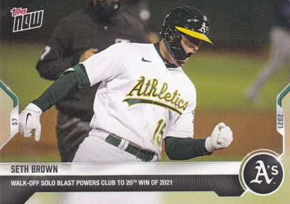 2021 TOPPS NOW #185 Seth Brown baseball card for Oakland Athletics fans