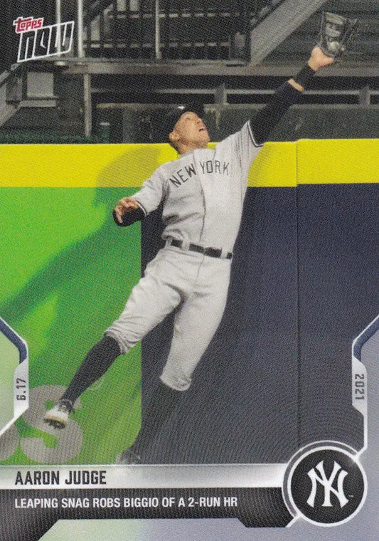 Aaron Judge baseball card from 2021 Topps Now featuring New York Yankees star player