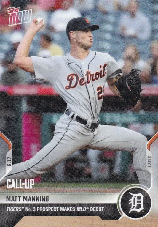 Matt Manning baseball card from 2021 TOPPS NOW featuring Detroit Tigers player