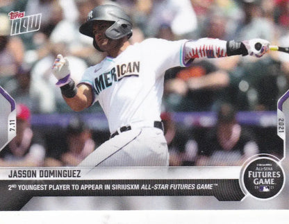 Jasson Dominguez trading card from 2021 TOPPS NOW featuring New York Yankees star