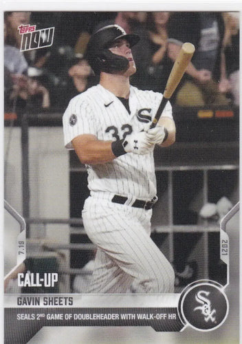 Gavin Sheets baseball card from 2021 TOPPS NOW featuring Chicago White Sox player