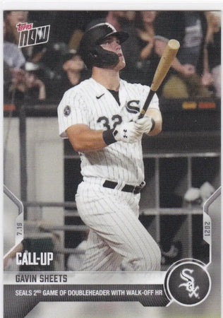 Gavin Sheets baseball card from 2021 TOPPS NOW featuring Chicago White Sox player