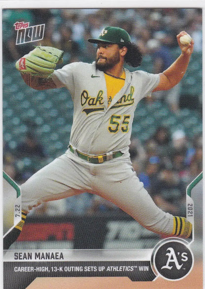 Sean Manaea baseball card from 2021 Topps Now for Oakland Athletics collectors