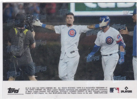 Baseball card showcasing Javier Baez of the Chicago Cubs from 2021 TOPPS NOW
