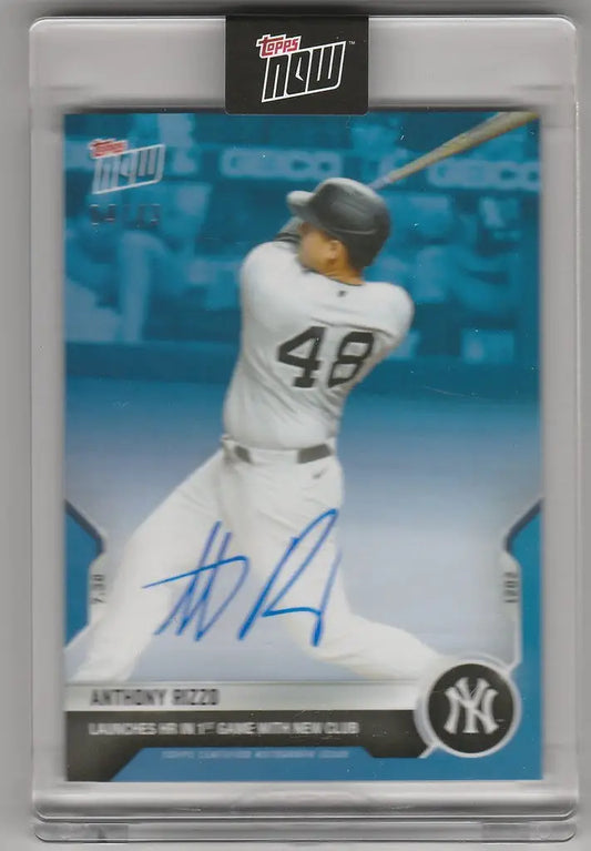 Baseball trading card of Anthony Rizzo, New York Yankees Autograph 584B, swinging bat